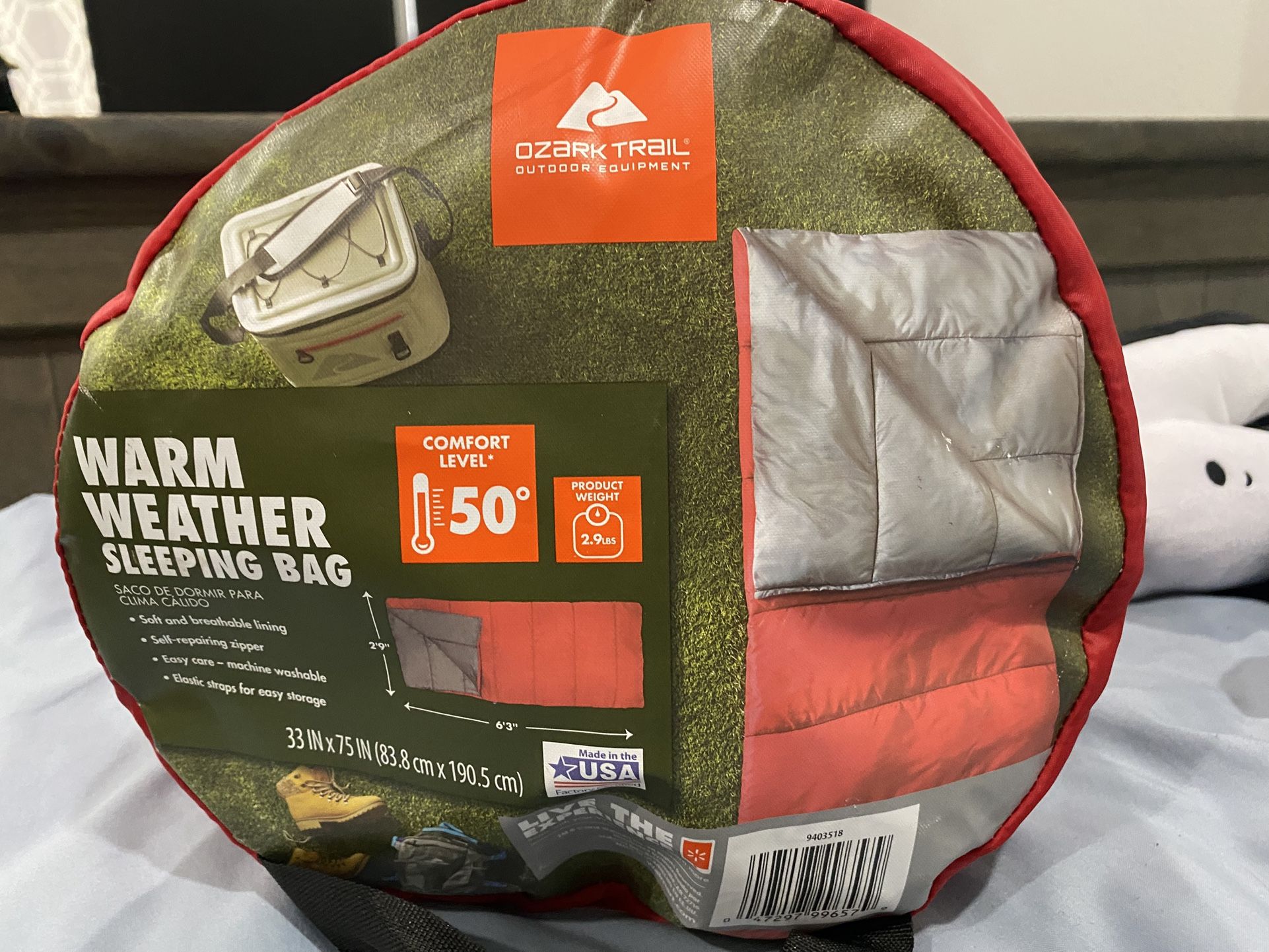 Warm weather SLEEPING BAG 50degree Ozark Trail