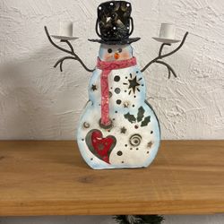 Metal/tin Snowman Candle Holder
