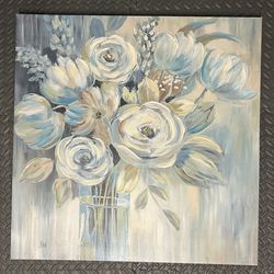 Hand-painted Textured Flower Oil Painting on Canvas Wall Art for Decor