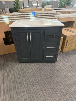 36” Bathroom Vanity In Charcoal Blue 