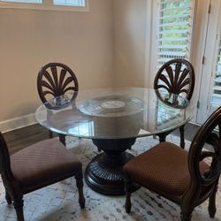 Glass/Wood Dining Table With Seating For 4
