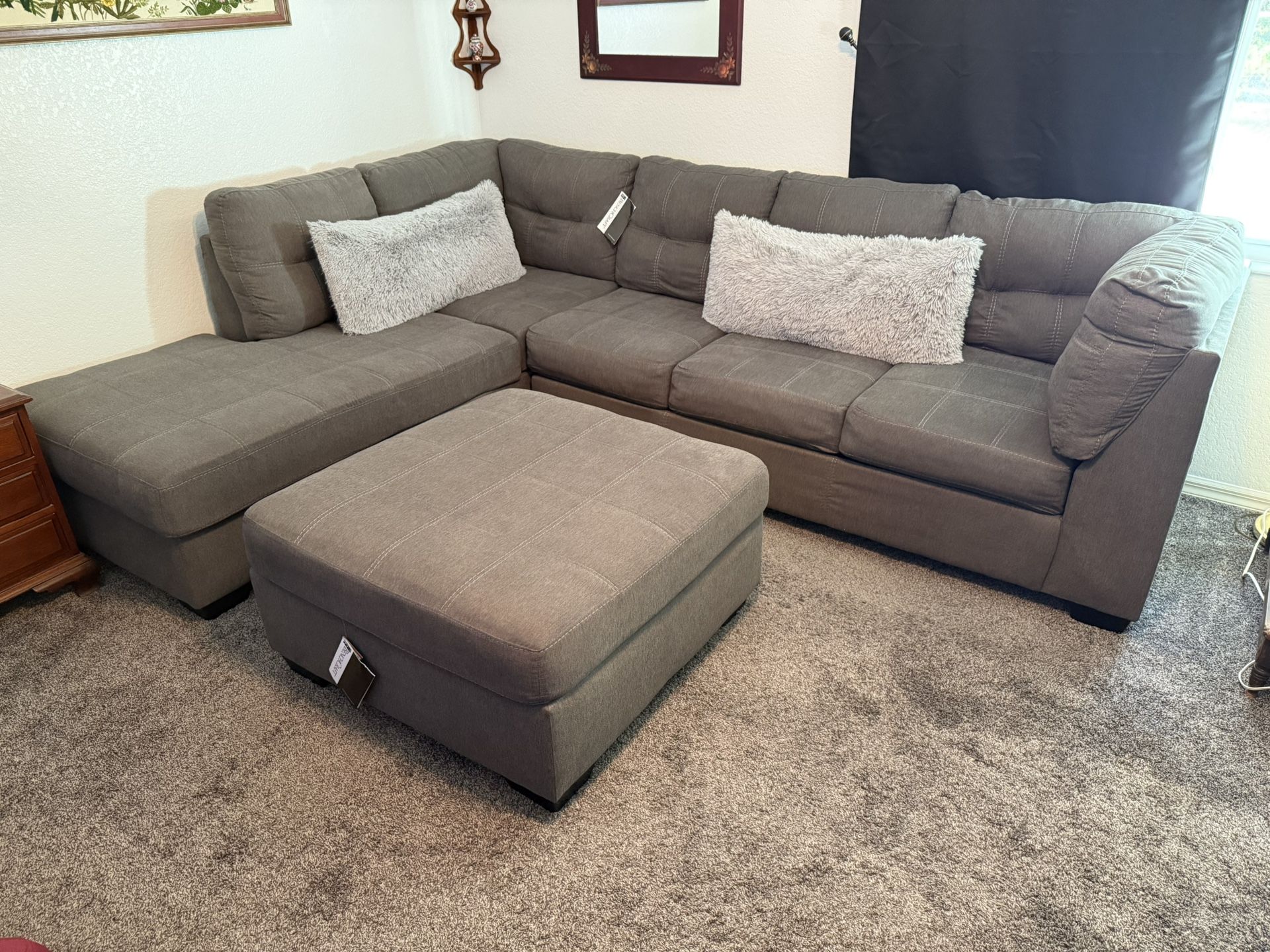Gray Sectional With Matching Ottoman 