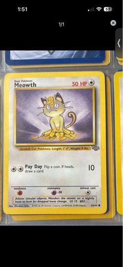 Meowth Pokémon Card 56/64 Jungle Set
