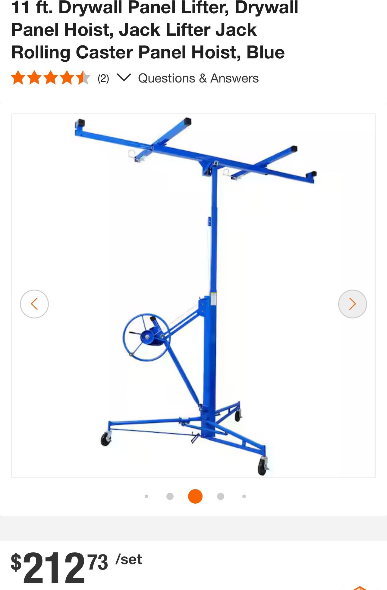 11 ft. Drywall Panel Lifter, Drywall Panel Hoist, Jack Lifter Jack Rolling Caster Panel Hoist, Blue