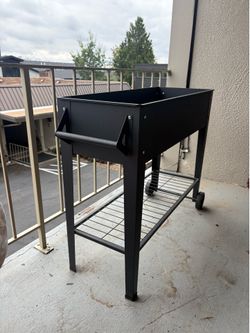 Rolling Elevated Metal Garden Planter
