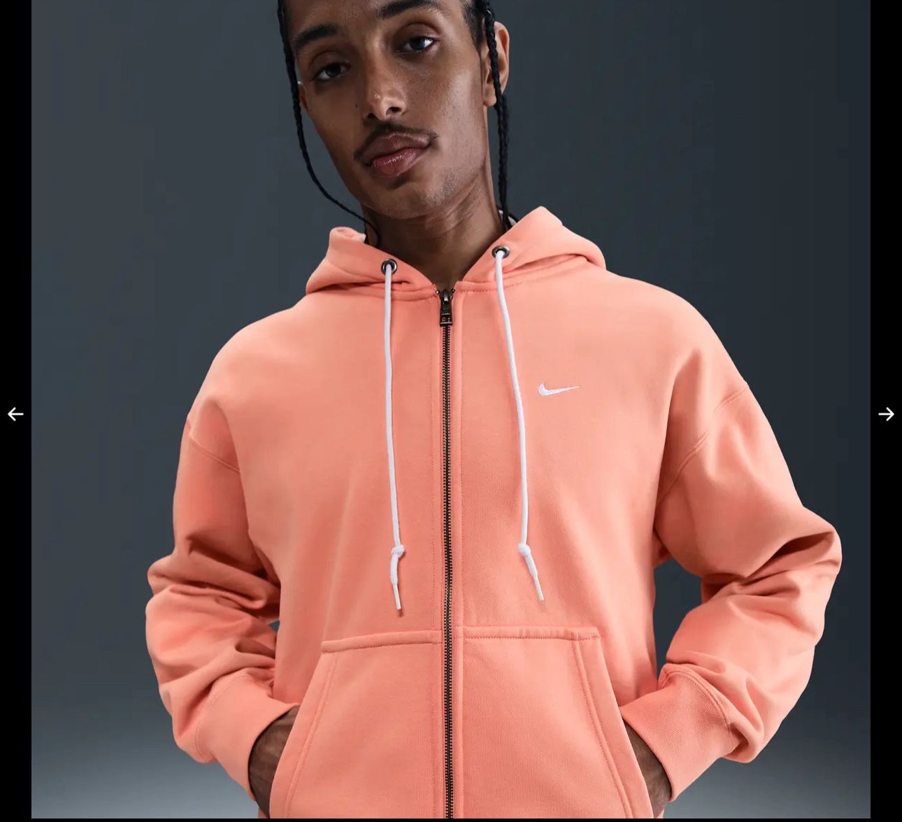 NEW NIKE SOLO SWOOSH FULL ZIP HOODIE DR0403-844 APRICOT MENS SIZE XL PINK