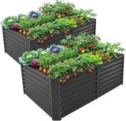 Land Guard 2 Pack Galvanized Metal Raised Garden Bed