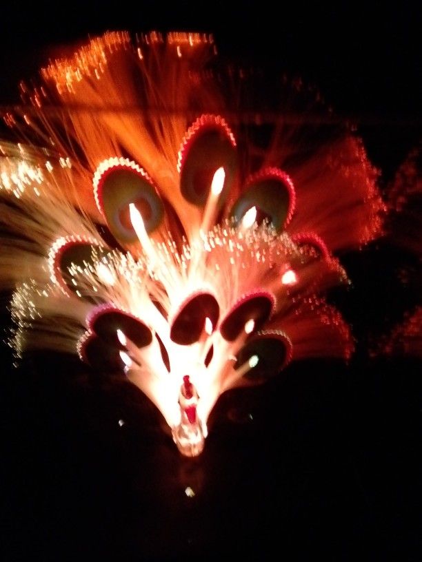 PECOCK LAMP & MUSIC BOX. VINTAGE FIBER OPTIC  LIGHTS