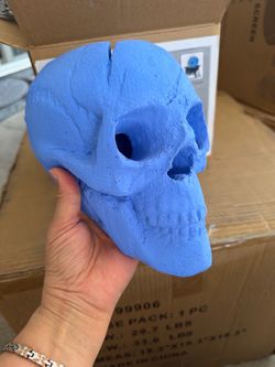 Barton Imitated Human Skull Ceramic Indoor or Outdoor Skull Gas Log for Natural Gas LP Wood Fireplace Firepit Campfire Halloween Decor, Blue95052