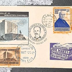 Postal History FDC-1957-biblioteca Nacional Jose Marti-caribbean Cover