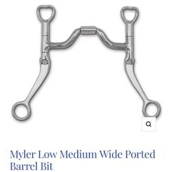 Myler Low  Medium , Wide Ported Barrel, Horse Bit