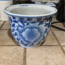 Beautiful Blue Flower Ceramic Planter Pot