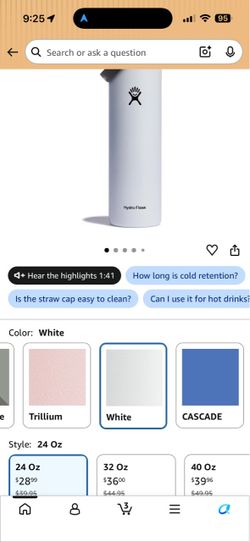 Hydro Flask 24 oz Water Bottle – White
