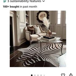 Jinchan Zebra Print Area Rug 5x6