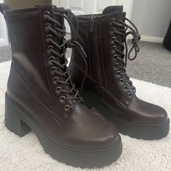 Women Brown Combat Boots
