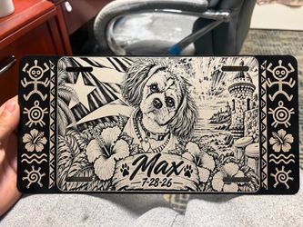 Custom Engraved Dog Portrait License Plate