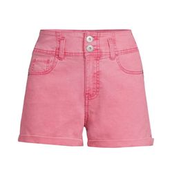 No Boundaries Juniors 2 Button Corset Pink Denim Shorts Size Small