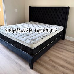 New King Bed Frame With Matress 