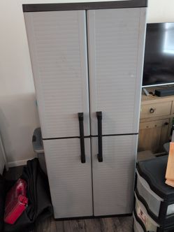 Tall Plastic Storage Cabinet – 64" x 27" x 15" – Adjustable Shelves