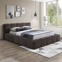 Chenille Fabric Upholstered Bed Frame - Queen