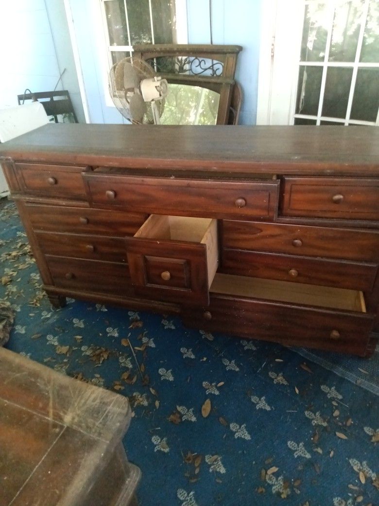 Antique Wood Dressers W/Mirror 