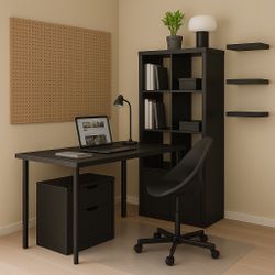 IKEA Computer Desk+Shelf Kallax/Lagkapten+3 Large Floating Shelves (200+ Value!!) 