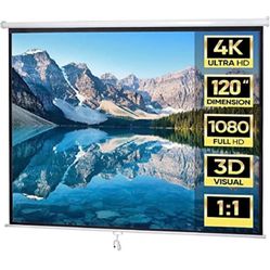 ZENY Portable Projector Screen Manual Pull Down 120 Inch 1:1 Hanging Projection Screen 4K Indoor Outdoor Movies Screen $75/ Delivery Available 