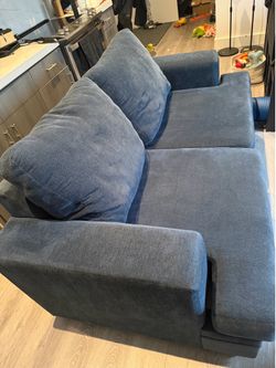 Bonaterra Midnight Blue Loveseat with Storage Ottoman