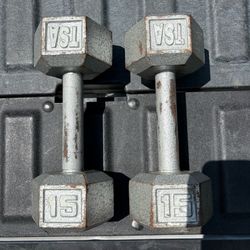15 Pound Hex Dumbbells Pair