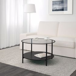 Round Circle Glass And Metal Coffee Table