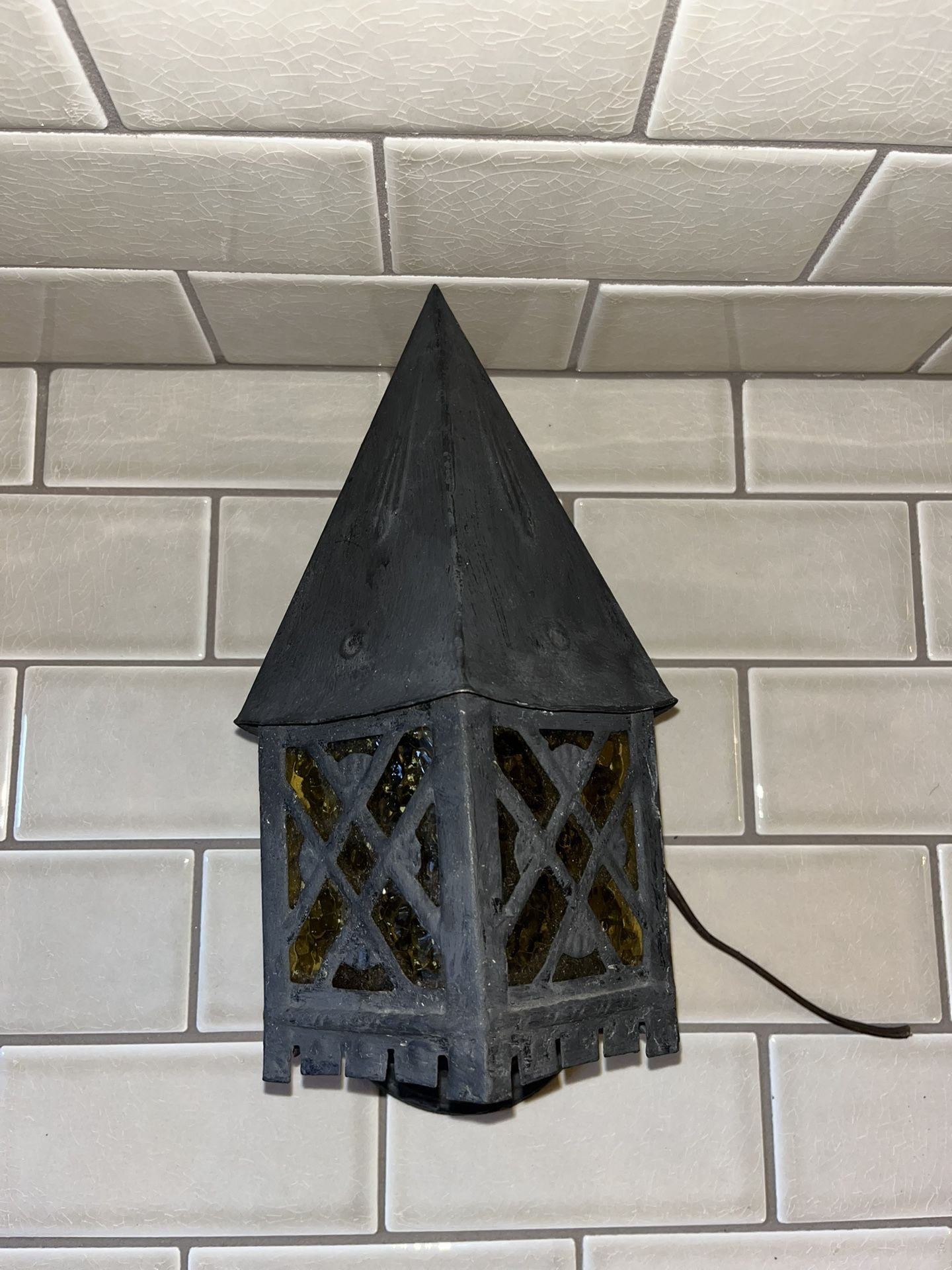 Antique Metal Outdoor Light Sconce Craftsman Art Deco Arts Mission