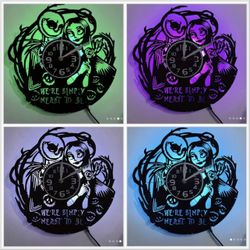 New! Nightmare Before Christmas Real Vinyl Record Die-Cut 17 Color Light Up USB Wall Clock