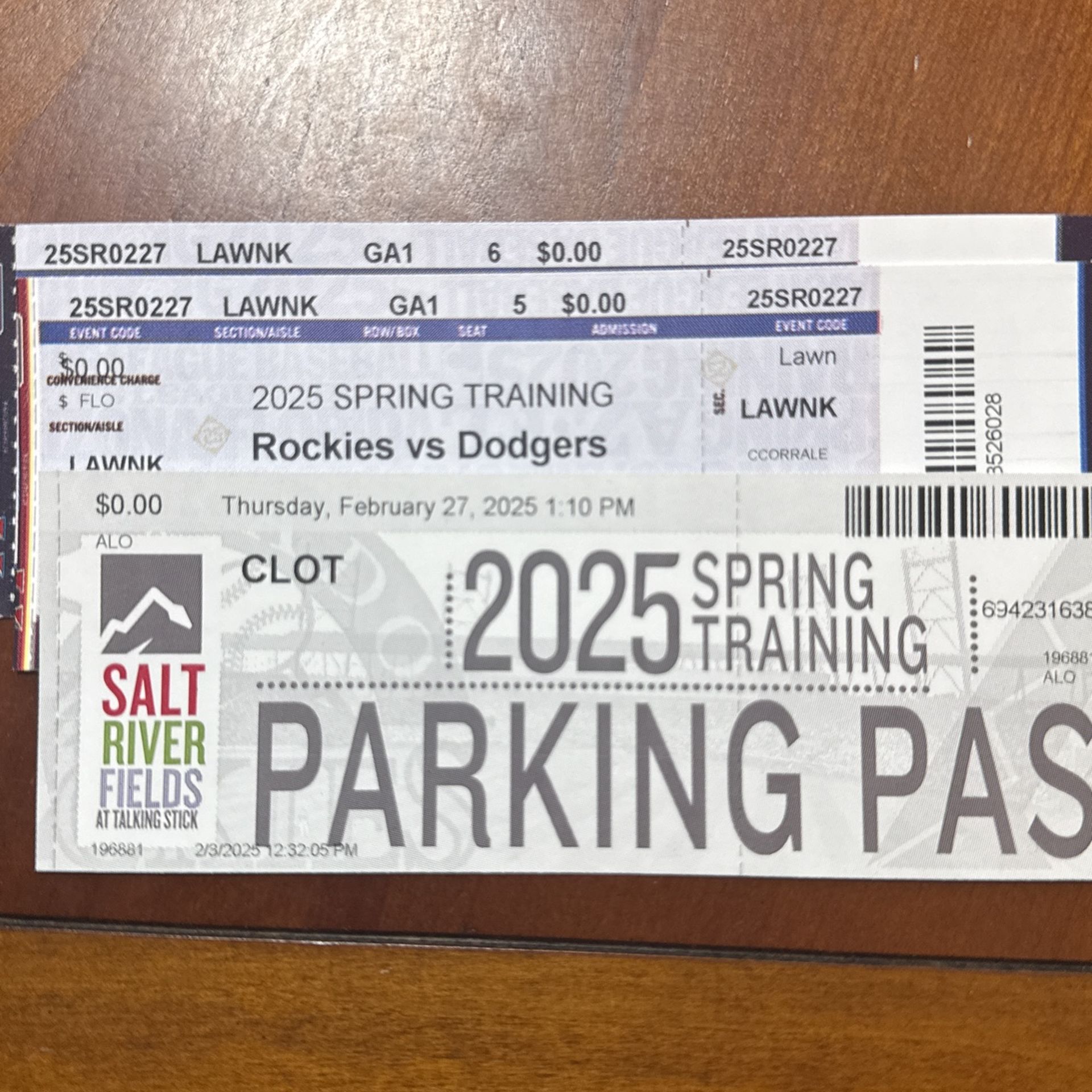 Less Than $20 A Ticket To See The DODGERS?!?! PRICE REDUCED! Spring Training Tickets! Rockies V. Dodgers, Thursday, February 27, Salt River Fields
