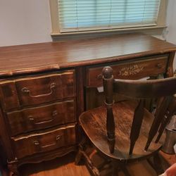 Wood Desk With Chair 