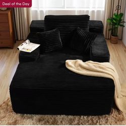 Cloudelle Chaise Lounge Chair Indoor With Pillows, 48.4 "d Oversized Sleeper Chair, Could Plush Corduroy Comfy Sofa For Bedroom, Living Room, Office