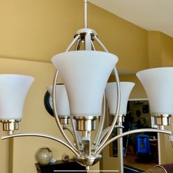 CHANDELIER, 5 SCONCE, FOR DINING ROOM OR ENTRY WAY (SALE)