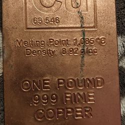 One Pound Copper Bar 