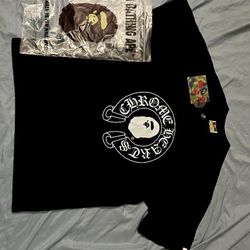 Bape X Chrome Tee Black S
