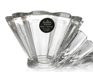 Rosenthal Studio-Linie Fan Shaped Crystal Votive Candle Holder Germany 24% Lead/Crystal