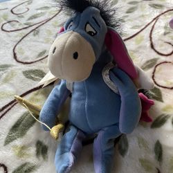 Walt Disney Company Cupid Eeyore Beanie Plush Valentine Bow Stuffed Animal