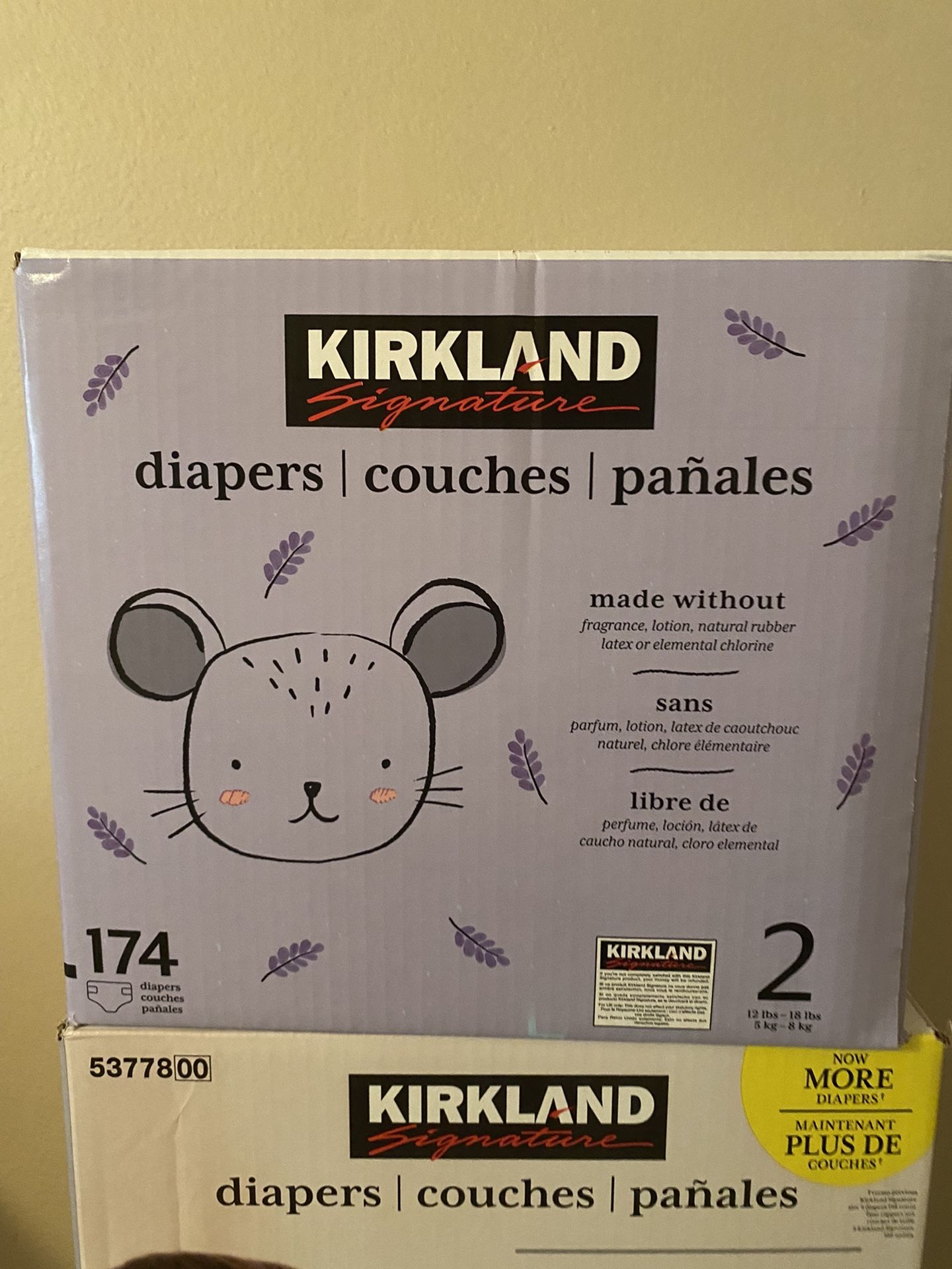 Costco diapers Kirkland diapers size 2,174/each Box