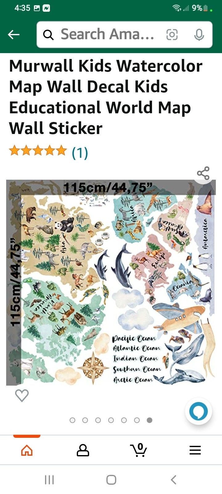 Mural Kids Educational Watercolor Map Of The World