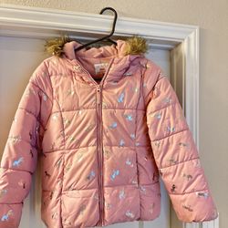 Girls Pink Hoodie Coat Jacket Unicorns Fleece Size Xxl Zip