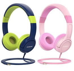 NEW! 2-Pack Kids Headphones for Girls Boys, 3.5mm Jack Wired Headphones for Kids Teens On-Ear with Limited Volume, Adjustable Band, Children Friendly