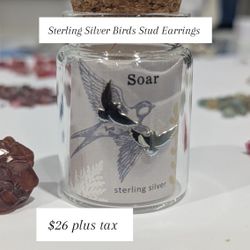 Sterling silver Birds Stud Earrings 