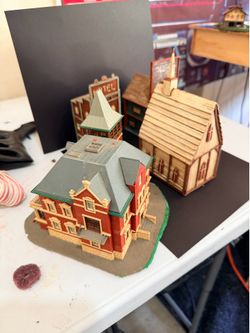 HO Scale buildings a couple are custom but I’m doing a scale layout, so these are up for sale