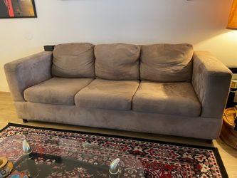 Spacious Suede Couch, GOOD quality, Fits 3-4 people