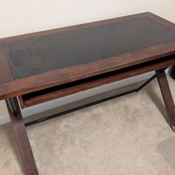 Wooden Desk with Glass Top