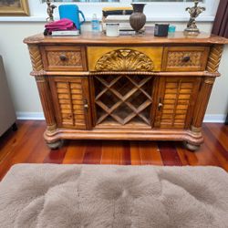 Wood Buffet Cabinet Wine Rack Server