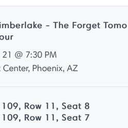 Tickets To 5/21 Justin Timberlake concert